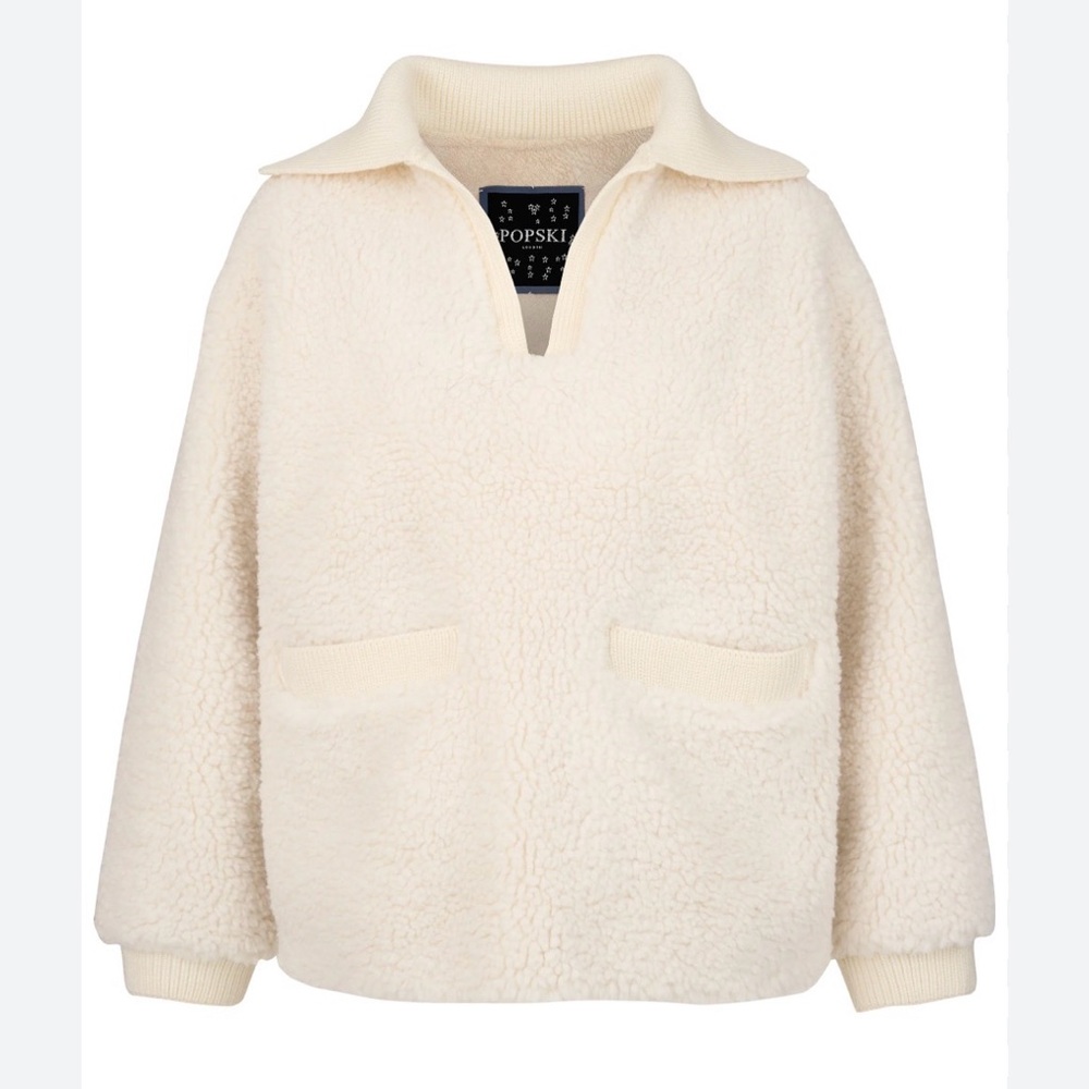 Popski The Shearling Wool Blend Sweater in White Small